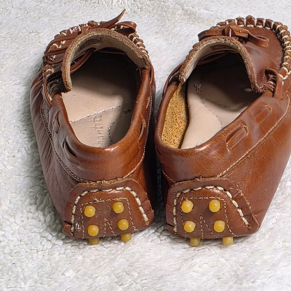 Elephantito Driving Loafers Brown Leather Moccasins Toddler Boys Size 7